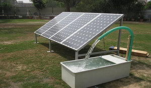 Engineers checking solar panel setup